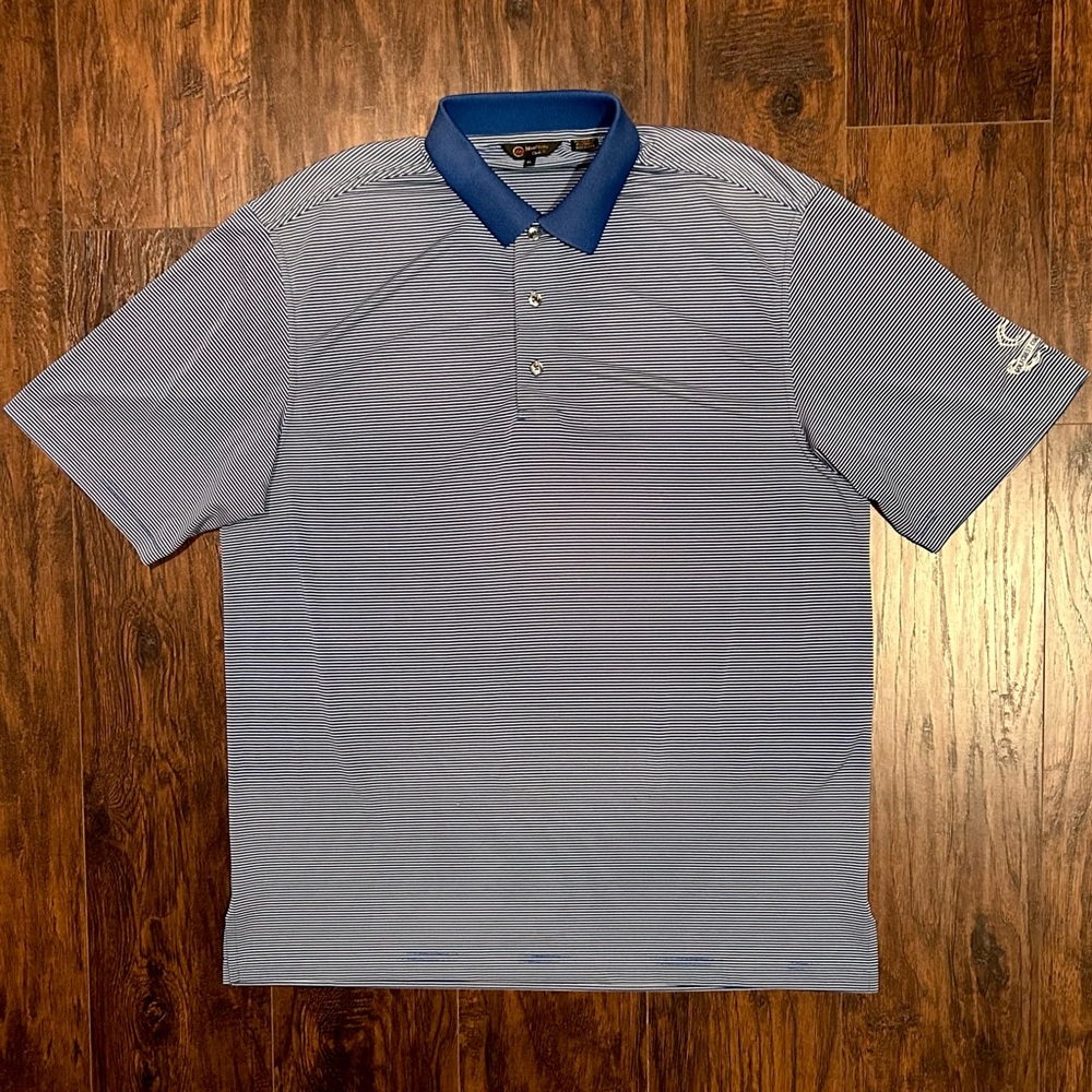 Monterey Club Golfcrest Country Club Striped Polo Shirt Blue White